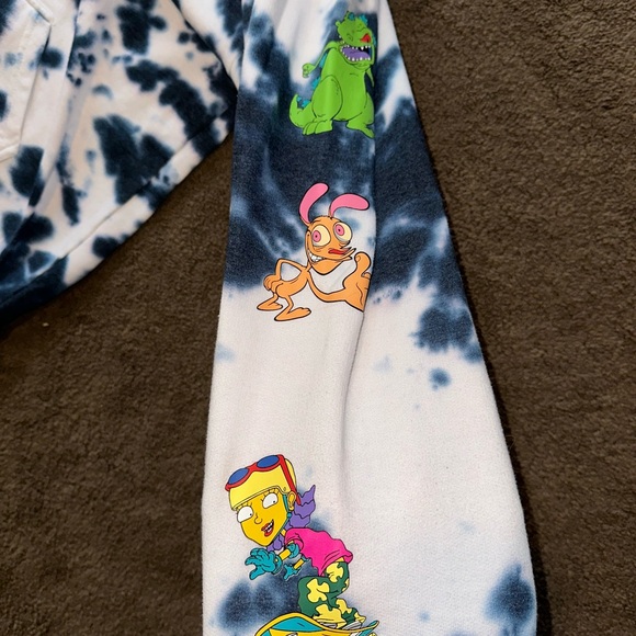 NWOT men’s super comfy 90s splat dye Nickelodeon icons cartoon pullover hoodie! - Picture 6 of 8